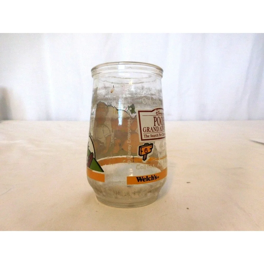 Welch's Disney Winnie The Pooh Jelly Jar Glass Cup Pooh's Grand Adventure